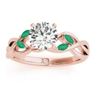 Emerald Marquise Vine Leaf Engagement Ring 18k Rose Gold 0.20ct - All