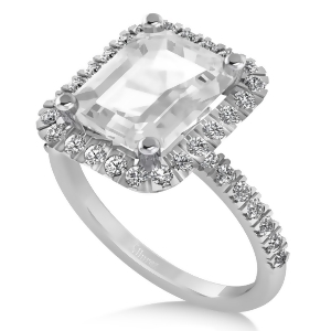 White Topaz Diamond Engagement Ring 18k White Gold 3.32ct - All