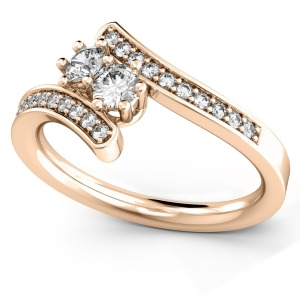 Diamond Accented Two Stone Curved Tension Ring 18k Rose Gold 0.70ct - All