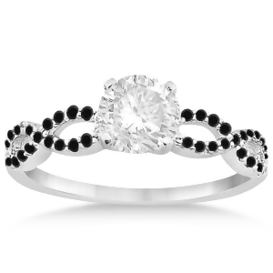 Twisted Infinity Black Diamond Engagement Ring 14k White Gold 0.21ct - All