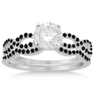 Infinity Twisted Black Diamond Bridal Set 14k White Gold 0.34ct - All