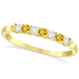 Diamondand Yellow Sapphire 7 Stone Wedding Band 14k Yellow Gold 0.26ct - All