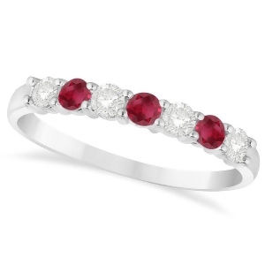 Diamond and Ruby 7 Stone Wedding Band 14k White Gold 0.50ct - All
