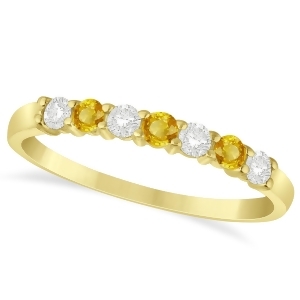 Diamondand Yellow Sapphire 7 Stone Wedding Band 14k Yellow Gold 0.34ct - All