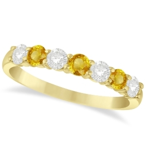 Diamondand Yellow Sapphire 7 Stone Wedding Band 14k Yellow Gold 0.75ct - All