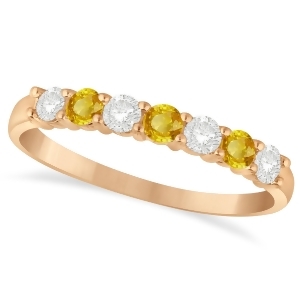 Diamond and Yellow Sapphire 7 Stone Wedding Band 14k Rose Gold 0.50ct - All