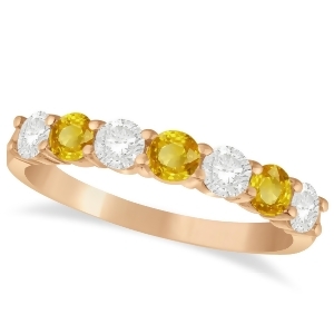 Diamond and Yellow Sapphire 7 Stone Wedding Band 14k Rose Gold 1.00ct - All