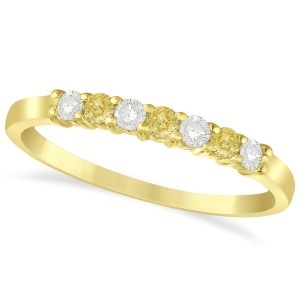 White and Yellow Diamond 7 Stone Wedding Band 14k Yellow Gold 0.26ct - All