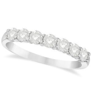 Diamond Seven Stone Wedding Band 14k White Gold 0.75ct - All