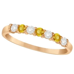 Diamond and Yellow Sapphire 7 Stone Wedding Band 14k Rose Gold 0.34ct - All