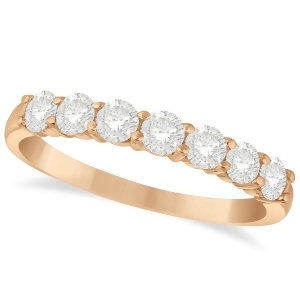 Diamond Seven Stone Wedding Band 14k Rose Gold 0.75ct - All