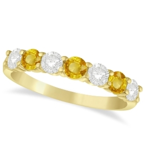 Diamondand Yellow Sapphire 7 Stone Wedding Band 14k Yellow Gold 1.00ct - All