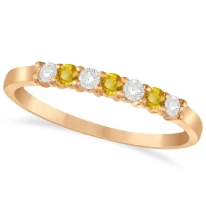Diamond and Yellow Sapphire 7 Stone Wedding Band 14k Rose Gold 0.26ct - All