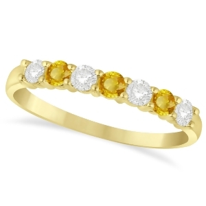 Diamondand Yellow Sapphire 7 Stone Wedding Band 14k Yellow Gold 0.50ct - All