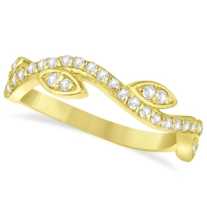 Diamond Marquise Shape Vine Leaf Ring Band 14k Yellow Gold 0.36ct - All