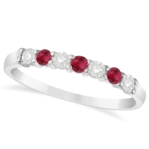Diamond and Ruby 7 Stone Wedding Band 14k White Gold 0.34ct - All