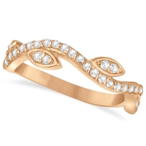 Diamond Marquise Shape Vine Leaf Ring Band 14k Rose Gold 0.36ct - All