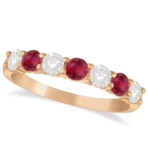 Diamond and Ruby 7 Stone Wedding Band 14k Rose Gold 1.00ct - All