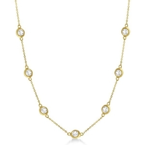 Diamond Station Seven Stone Bezel-Set Necklace 14k Yellow Gold 4.00ct - All