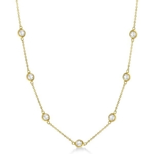 Diamond Station Seven Stone Bezel-Set Necklace 14k Yellow Gold 2.00ct - All