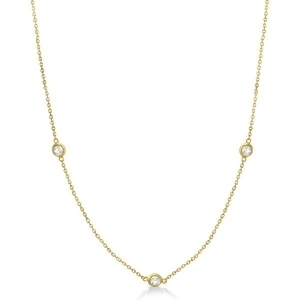 Diamond Station Three Stone Bezel-Set Necklace 14k Yellow Gold 0.50ct - All