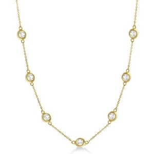 Diamond Station Seven Stone Bezel-Set Necklace 14k Yellow Gold 5.00ct - All