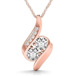 Two Stone Swirl Diamond Pendant Necklace 14k Rose Gold 0.25ct - All
