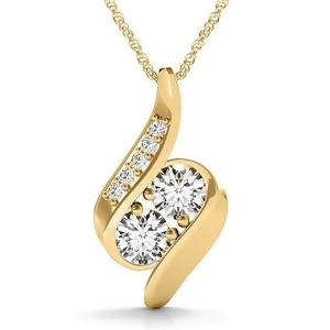 Two Stone Swirl Diamond Pendant Necklace 14k Yellow Gold 0.25ct - All
