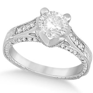 Diamond Antique Engagement Ring 14k White Gold 1.40ct - All