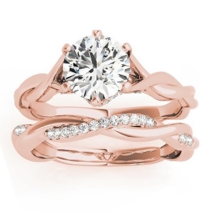 Diamond 6-Prong Twisted Bridal Set Setting 14k Rose Gold 0.19ct - All