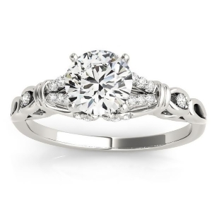 Diamond Antique Style Engagement Ring Setting 14k White Gold 0.14ct - All