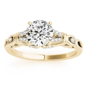 Diamond Antique Style Engagement Ring Setting 14k Yellow Gold 0.14ct - All