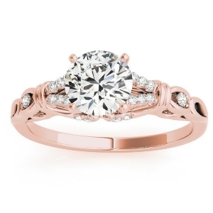 Diamond Antique Style Engagement Ring Setting 14k Rose Gold 0.14ct - All