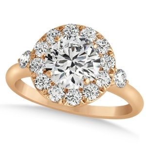 Diamond Circle Halo Preset Engagement Ring 14k Rose Gold 1.50ct - All
