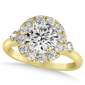 Diamond Circle Halo Preset Engagement Ring 14k Yellow Gold 1.50ct - All