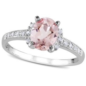 Diamond and Morganite Fashion Ring Sterling Silver 1.21ct - All