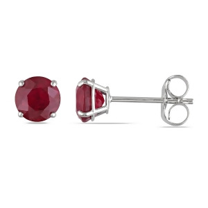 Red Ruby Ear Pin Stud Earrings 14k White Gold 1.10ct - All
