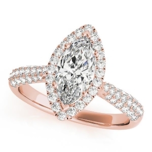 Diamond Marquise Halo Engagement Ring 14k Rose Gold 2.00ct - All