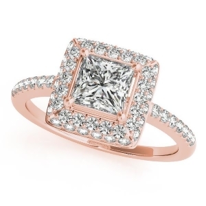 Princess Cut Diamond Halo Engagement Ring 14k Rose Gold 2.00ct - All