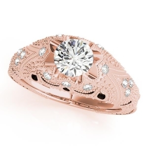 Art Nouveau Diamond Antique Engagement Ring 14k Rose Gold 0.90ct - All