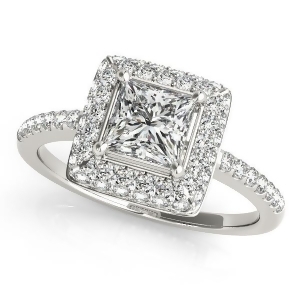 Princess Cut Diamond Halo Engagement Ring 14k White Gold 2.00ct - All