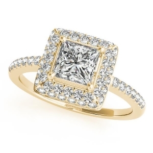 Princess Cut Diamond Halo Engagement Ring 14k Yellow Gold 2.00ct - All