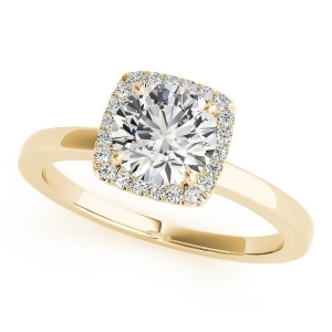 Diamond Square Solitaire Halo Engagement Ring 14k Yellow Gold 1.12ct - All