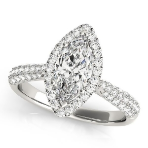 Diamond Marquise Halo Engagement Ring 14k White Gold 2.00ct - All