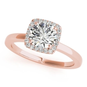Diamond Square Solitaire Halo Engagement Ring 14k Rose Gold 1.12ct - All