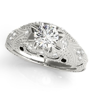 Art Nouveau Diamond Antique Engagement Ring 14k White Gold 0.90ct - All
