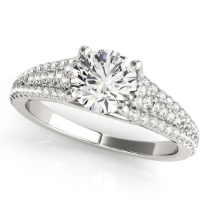 Diamond Three Row Engagement Ring 14k White Gold 1.33ct - All