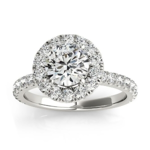 French Pave Halo Diamond Engagement Ring Setting 18k White Gold 0.75ct - All