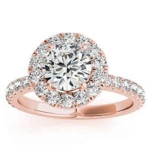 French Pave Halo Diamond Engagement Ring Setting 18k Rose Gold 0.75ct - All