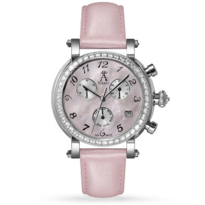 Allurez Women's Pink Mother of Pearl Chronograph Leather Watch - All